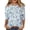 White, variant on WEIWEN Crew Neck T Shirts for Women Floral Summer Tops 3/4 Sleeve Shirts Fashion Casual Tunic Tops Women's Oversized Tshirts (Blue, Size XXL)