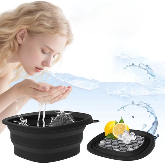 Facial Cold Plunge Bowl, Silicone Facial Ice Bath Bowl Reusable, Large Portable Ice Bath Basin