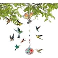 thumbnail image 1 of Comederos para pájaros de cristal con forma de campanas de viento y forma de libélula, encantadores comederos para colibríes para colgar al aire libre, comedero para colibríes de cristal soplado a man, 1 of 7