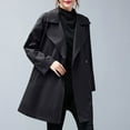 thumbnail image 4 of Women's Fall Winter Medium-Length Trench Coat Jacket Long-Sleeved Lapel Single-Breasted Pockets Trench Jacket With Belt, 4 of 7