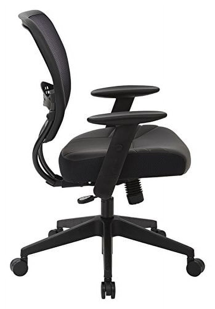 Managerial Chair Desk Chair, Adjustable Arms, 19" to 25" Height, Leather, Black 5700E