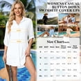thumbnail image 2 of liyiyiyia Swimsuit Coverup for Womens Shirt Dress Button Down Bathing Suit Bikini Cover Ups Beach Vacation Outfits White, 2 of 8
