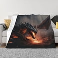 thumbnail image 1 of Fotbe Fiery Black Dragon Attack Manta de Franela con Estampado, Manta Ultrasuave para Cama, Sofá, Auto, Hipoalergénica y Antibolitas-60"x50", 1 of 6