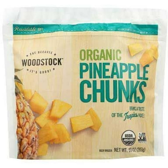 Woodstock Farms Organic Pineapple Chunk, 10 Ounce -- 12 per Case.