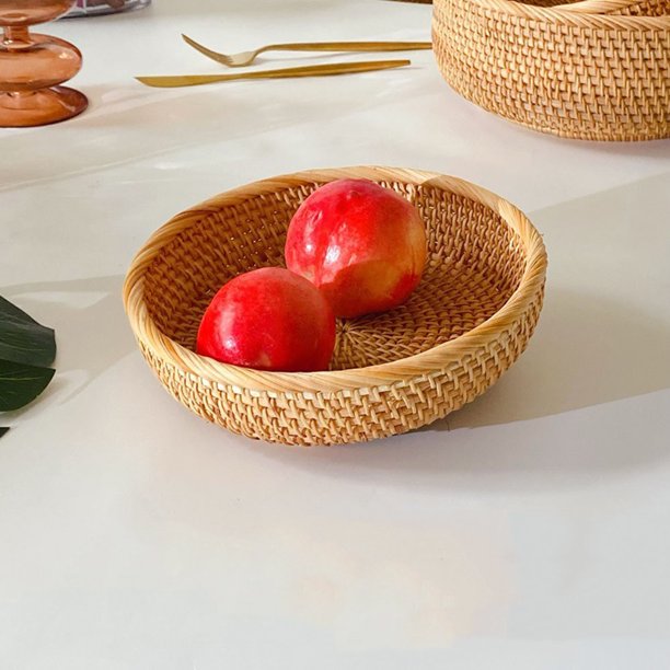 Contenedores Cesta de mimbre hecha a mano, regalo perfecto, fuente de comida tejida natural para el desayuno (S) Ehuebsd Libre de BPA