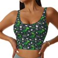 thumbnail image 2 of Haiem Dinosaur and Bone Pattern Womens Sports Bra - U Neck Padded Low Impact Yoga Bra Workout Crop Top Gym Moisture-Wicking Workout Vest -X-Large, 2 of 9