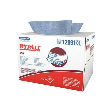 WypAll* X90 Cloths Brag Box 11 1/10 x 16 4/5 Denim Blue 136/Box 1 Box/Carton 12891