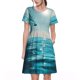 thumbnail image 1 of Balery Turquoise Ocean Reflection Vestidos sueltos de manga corta para mujer, vestidos de verano 2025, vestidos casuales de corte A con vuelo., 1 of 6