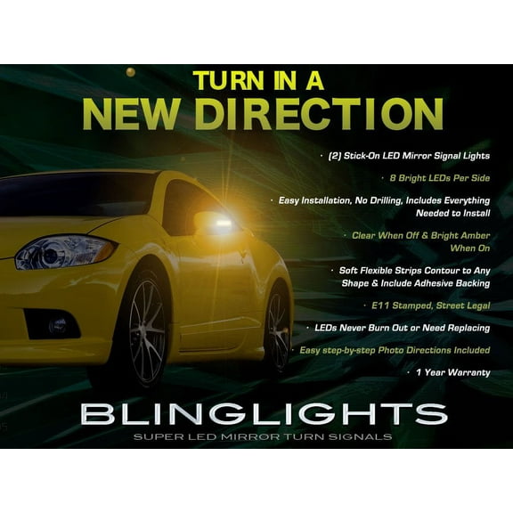 For Mitsubishi Eclipse Side View Mirror LED Turnsignals LEDs Mirrors Turn Signals Lights Signalers Lamps