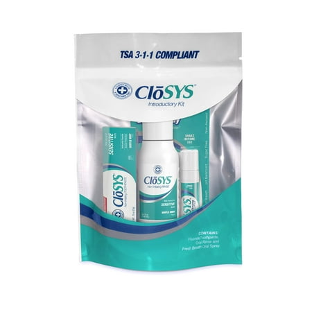 CloSYS Oral Care Trial Size Kit, Mouthwash, Toothpaste, Breath Spray, Travel Size, TSA Compliant Travel (Best Toothpaste And Mouthwash For Bad Breath)