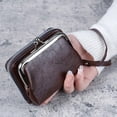 thumbnail image 2 of Women's Mini Classic Wallet with Kiss Lock & Zipper Closure, Golden-Tone Hardware, Multi-Compartment Coin Purse & Card Holder,Brown, 2 of 2