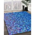 thumbnail image 3 of Ahgly Company Machine Washable Indoor Round Transitional DodgerBlue Area Rugs, 7' Round, 3 of 7