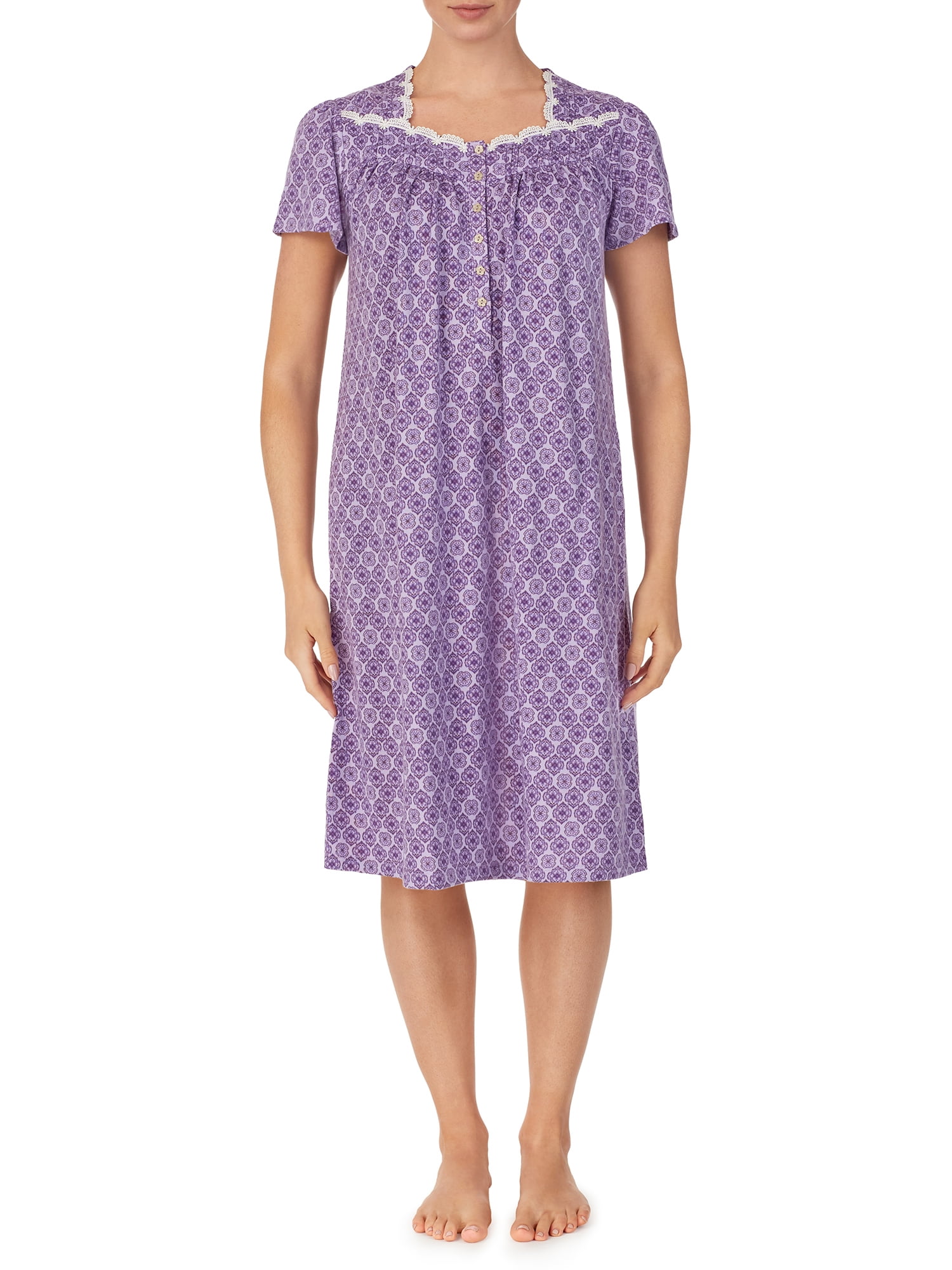 Secret Treasures Short Sleeve Sweetheart Neckline Knee Length Pockets