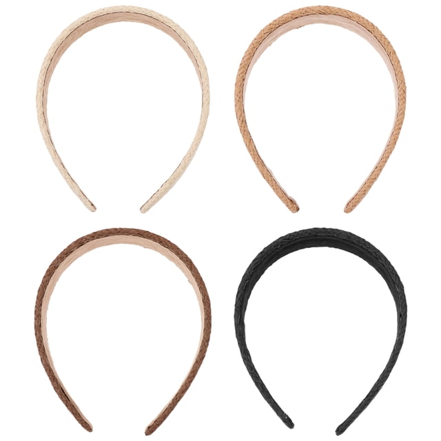 4 diademas de esponja de rafia para mujer, estilo ratán, para el pelo