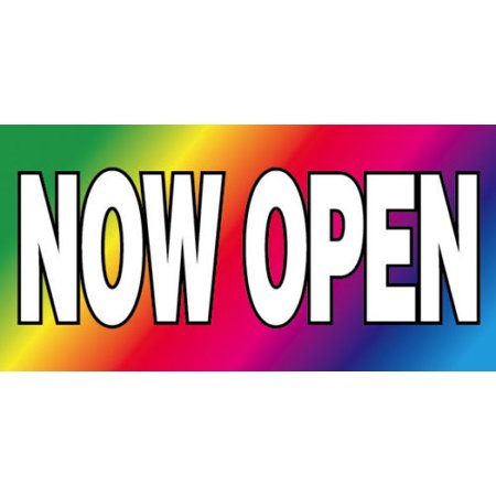 Ghp 2 X4 Now Open Straight Cut Edges Vinyl Banner Sign With Metal