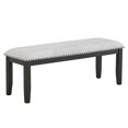 thumbnail image 4 of 6pc Dining Set Contemporary Style White Genuine Marble Rectangular Table Top Dove Gray Upholstery Chairs Nailhead Tufted Bench Black Finish Wooden Solid Wood Dining Room Furniture 18813, 4 of 10
