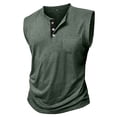 thumbnail image 5 of LTTVQM Sleeveless Shirts for Men Cotton Button Up Henley T Shirts Regular Fit Muscle Cut Off Casual 2026 Summer Work Beach Gym Tank Tops Army Green XL, 5 of 7