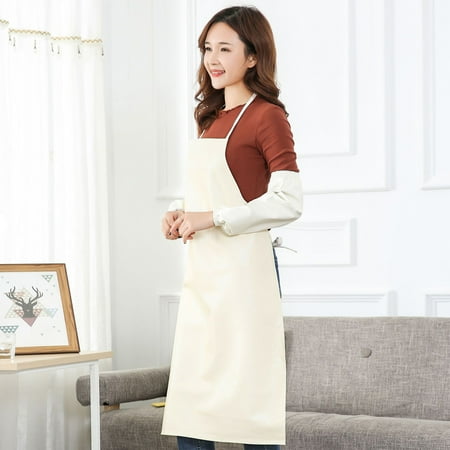 

Beechoice Solid Color Unisex Waterproof Faux Leather Working Aprons Oil-Proof Restaurant Apron