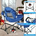 thumbnail image 5 of Ainfox Portable Hammock Camping Chairs with Footrest, Cup Holder, Headrest Cushion Pillow, Rocking, Fodable, Blue, 5 of 7