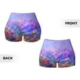 thumbnail image 5 of Xecao Colorful Purple Cosmos Flower Print Workout Shorts for Women Soft Smooth Gym Yoga Scrunch Active Tennis Workout Running Shorts, 5 of 9