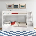 thumbnail image 2 of Modern Farmhouse Twin Over Twin Bunk Bed With Staircase and Trundle, White Wash, 2 of 9