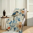 thumbnail image 3 of GWJING Blue Bird Flannel Blanket - Beautiful Bluebird, Flower, and Butterfly Throw,Playful Gifts for Adult &amp; Nature Lovers, Ultra Soft &amp; Warm,Lightweight,for Couch Bedroom Living Room 30x40in, 3 of 8
