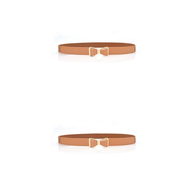Jumpingount Banda de cintura de moda Elástico Universal Bowknot Correas de cuero con hebillas Puffer Coat Día de San Valentín Accesorios de Marrón 2piezas