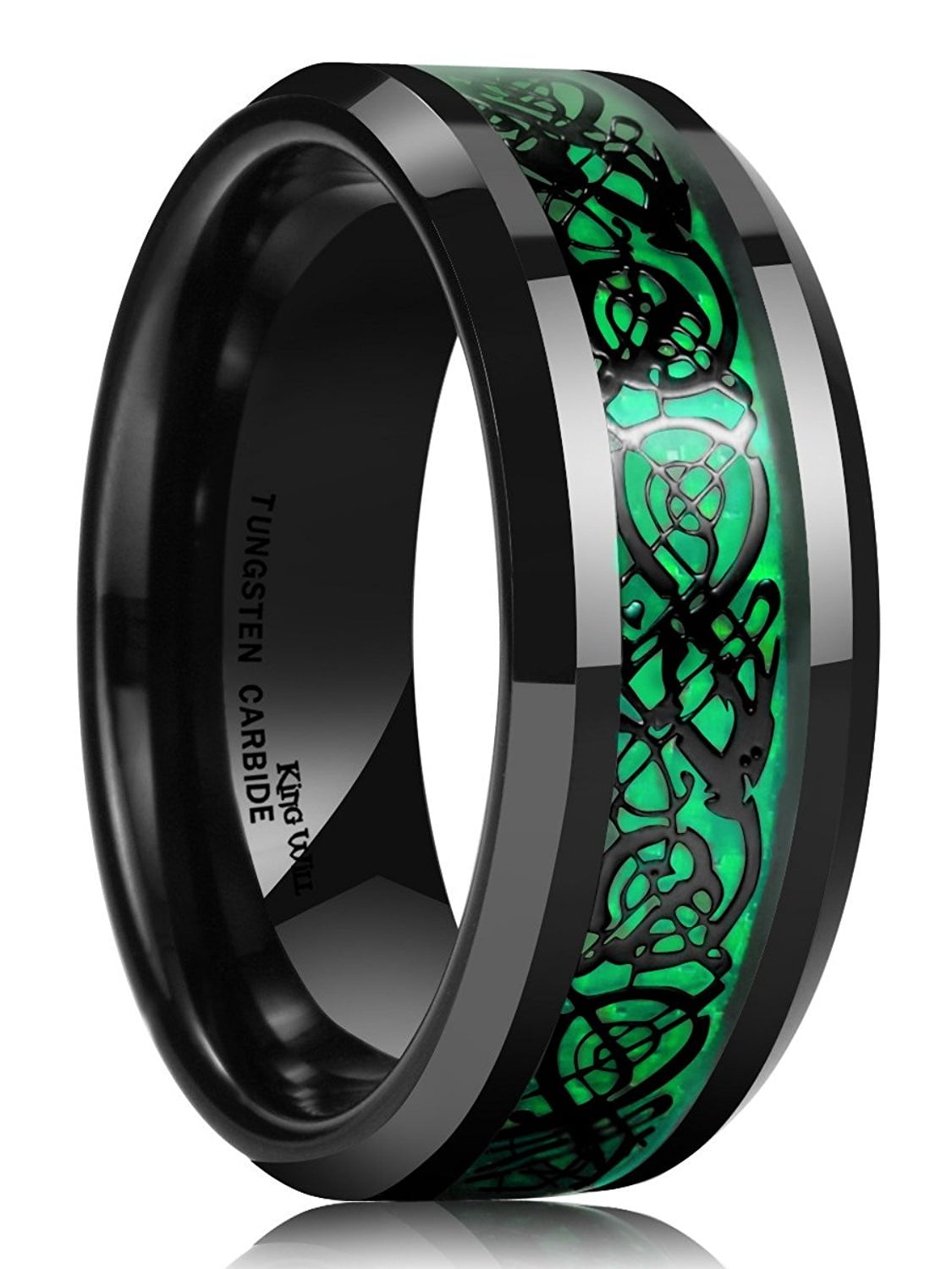 King Will Tungsten Ring For Men 8mm Celtic Dragon Wedding Band 12.5