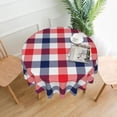 thumbnail image 2 of Navy Blue Red Checkered Tablecloth Round 60 Inch USA Flag Plaid Table Cloth Waterproof Fabric Protector Patriotic Checked Tablecloths July 4th Decorative for Holiday Home Party Picnic, 2 of 5