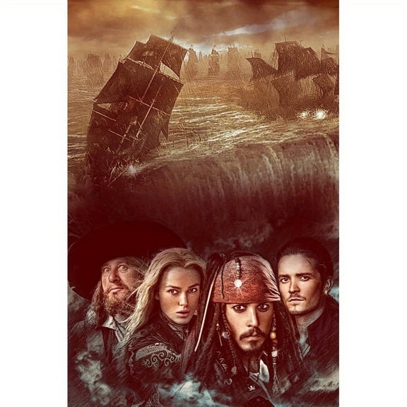 Adult DIY 5D Diamond Painting Kit, Pirates of the Caribbean Series Art Round Diamond, Full Diamond Diamond Embroidery Kit, Mosaic Cross Stitch Craft Home Wall Decoration