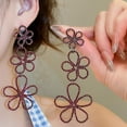 thumbnail image 3 of Triple Flower Dangle Earrings for Women Sterling Silver Post Cubic Zirconia Earrings Floral Tassel Drop Studs Dainty Fashion Ear Jewelry, 3 of 12