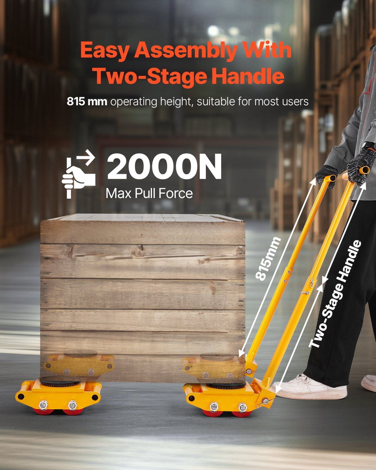 360° Rotating Machine Skate, 13228 lbs (6T) Load Capacity, Industrial Machinery Moving Dolly with Handle