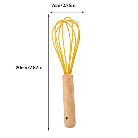 

8 Inches Silicone Whisk Manual Egg Beater Wood Handle Handheld Dough Cream Blender Kitchen Baking Tool by Jooan