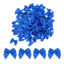 100 Pcs Mini Ribbon Bow 1" Mini Fabric Satin Ribbon Flower Bows for Craft DIY Sewing Wedding Birthday Party Gift Wrap Bows Dark Blue