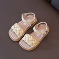 thumbnail image 2 of BOBOGOJP Girls Sandals Braided Upper Flat Dress Sandals Round Open Toe Summer Shoes Little Kid/Big Kid Yellow for Size 8, 2 of 6