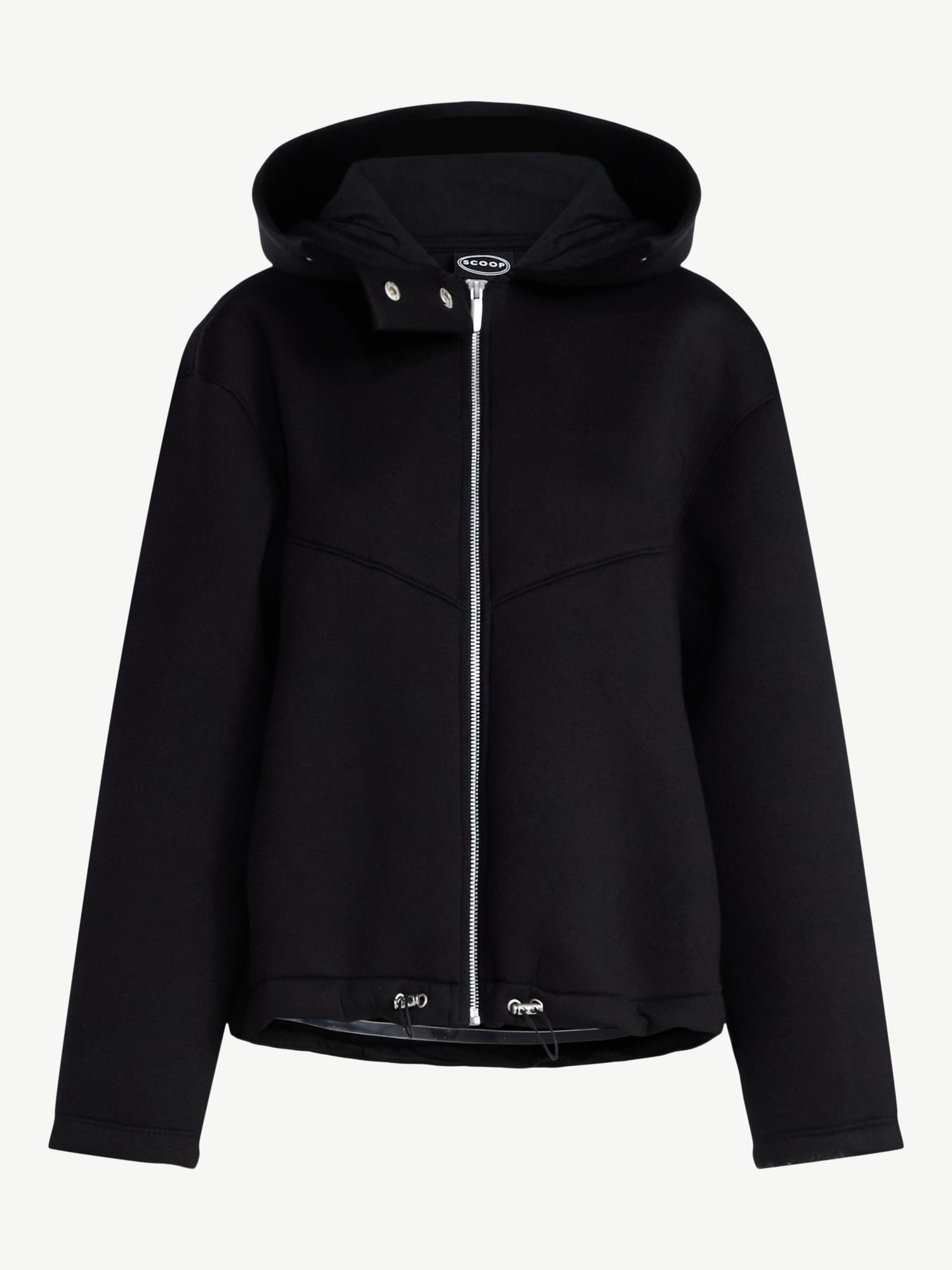 Scoop Women's and Women's Plus Neoprene Fleece Oversized Jacket with Hood, Sizes XS-4X
