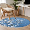 thumbnail image 4 of Spring Floral Round Area Rug 3Ft Washable Small Circle Rugs for Kitchen Entryway, White Cherry Blossom Fowers Sky Blue Non-Slip Carpet Floor Mats Indoor Outdoor Carpet Runner Aesthetic Home Decor, 4 of 8