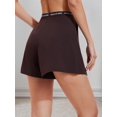 thumbnail image 6 of Womens Letter Printed Waist Pleated Athletic Shorts Distilled Coffee XXL, 6 of 9
