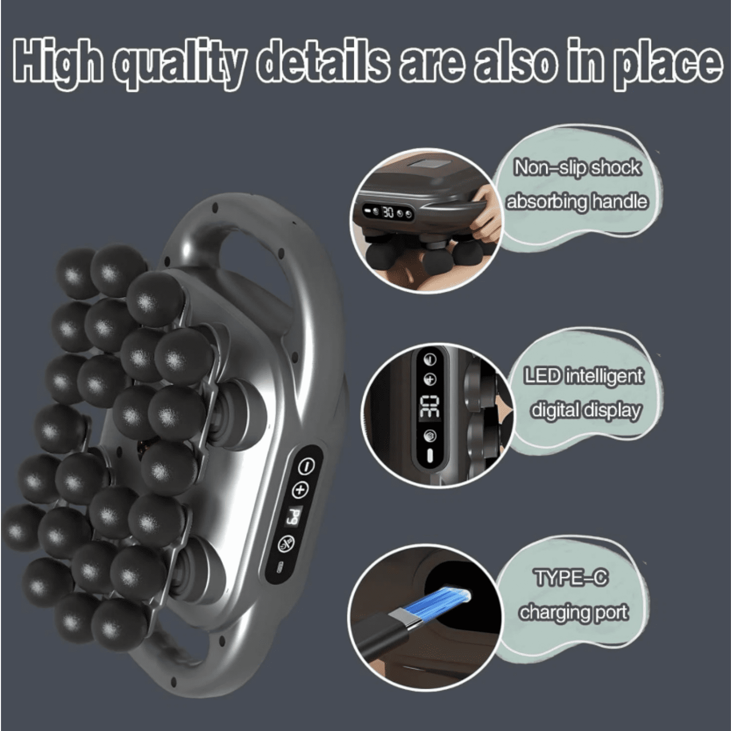 24-Head Massage Gun Set Deep Muscle Relaxation Massager Multi-Mode Multi-Speed Settings Suitable for Shoulders, Neck, Back, Waist, Legs & Whole Body Black Fascia Gun