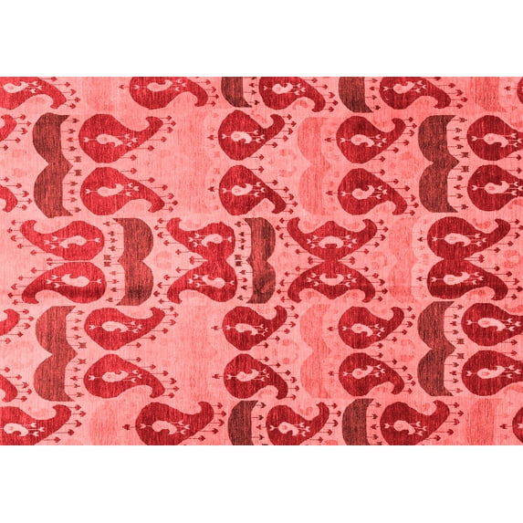 Ahgly Company Machine Washable Indoor Rectangle Abstract Red Modern Area Rugs, 2' x 5'