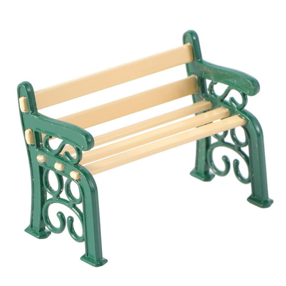 1pc Mini House Bench Miniature Furniture Park Chair Garden Village Patio Bench (Green)