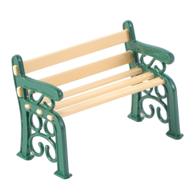 1pc Mini House Bench Miniature Furniture Park Chair Garden Village Patio Bench (Green)