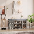 thumbnail image 2 of Ourlova 41 Inches Entryway Shoe Storage Cabinet Bench with 10 Cubbies,Shoe Rack with Cushion, 2 of 7