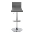 thumbnail image 5 of LumiSource Chrome Metal, Walnut Wood, Grey PU Mason Adjustable Barstool - Set of 2, 5 of 5