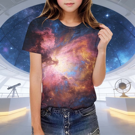 Amidoa Graphic Girls Short Sleeve Crewneck T-shirt Soft Summer Cute Casual Tops Multicolor,7 Years