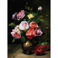 thumbnail image 2 of Rozier, Dominique 25x32 Gold Ornate Wood Framed with Double Matting Museum Art Print Titled - Painting of Roses in a Vase, 2 of 4