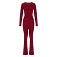 thumbnail image 4 of Lenpel Jumpsuits for Women Long Sleeve Square Neck Bell Bottoms Yoga Rompers Comfy Full Length Jumpsuits, 4 of 5