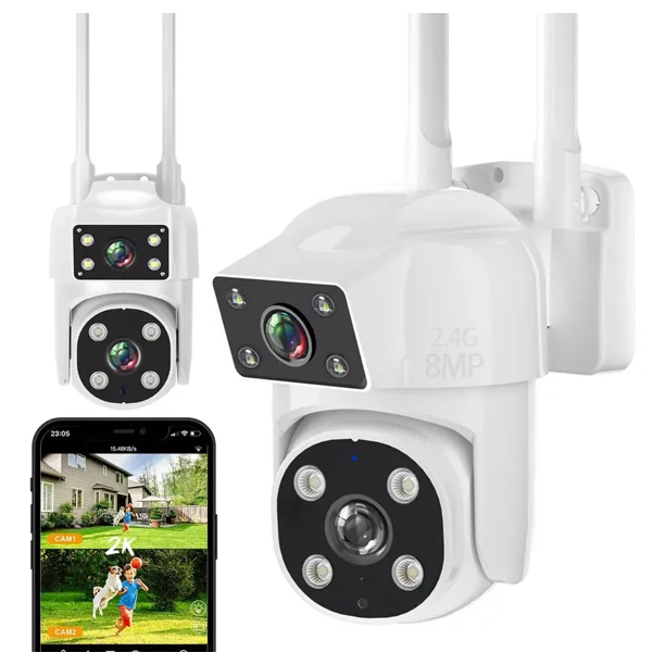 Cámara De Seguridad 2.4g Wifi Exterior Con Led Alarma 4k 8mp Color Blanco
