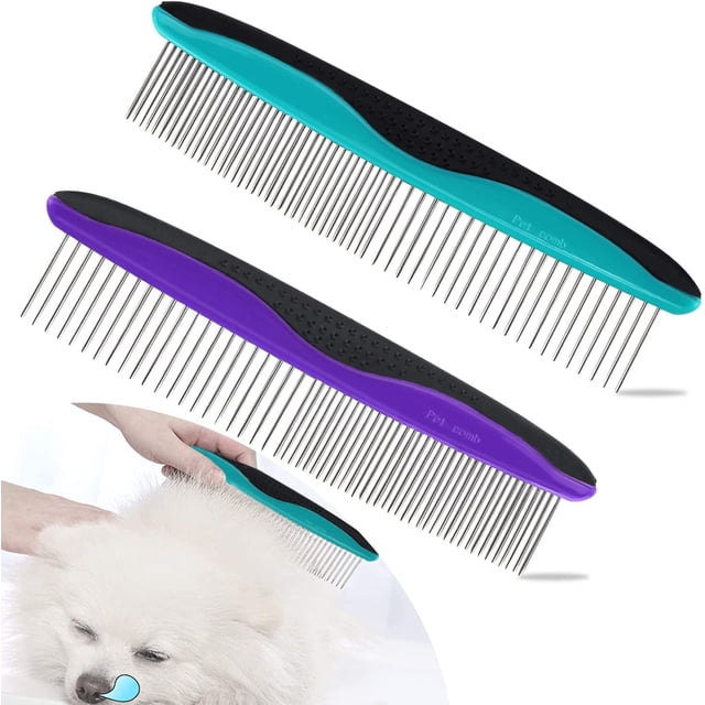 Peine para mascotas, peine para mascotas, 2 uds., peine de aseo inoxidable para eliminar nudos y enredos, fuera