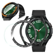 IC ICLOVER 3 in 1 for Samsung Galaxy Watch 6 Classic 47mm Screen Protector Case, All-Around Protective Bumper Cover HD Tempered Glass Bezel Ring Cover